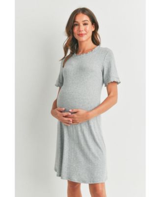 Maternity Lounge Ribbed Knit Short Sleeve Dress