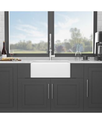 28x20x10inch White Ceramic Porcelain Single Bowl Rectangular Farmhouse Kitchen Sink with Stainless Steel Accessories