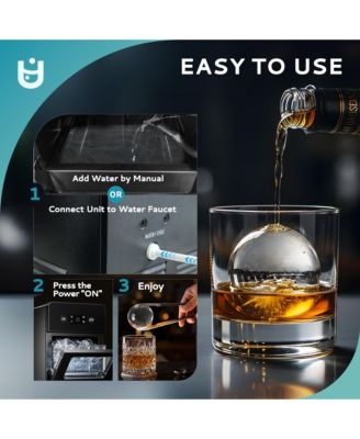 22Lbs/24H Countertop Craft Ball Shaped Ice Maker Machine in Black with 5.5lbs Ice Storage