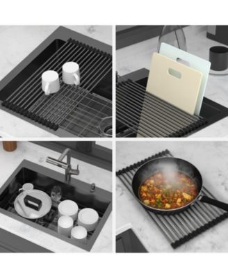 huluwat 30x22x10inch Gunmetal Black Kitchen Sink with Pull Out Faucet Soap Dispenser Stainless Steel