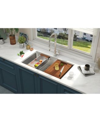 32x18inch Undermount Workstation Kitchen Sink Stainless Steel Single Bowl 18 Gauge