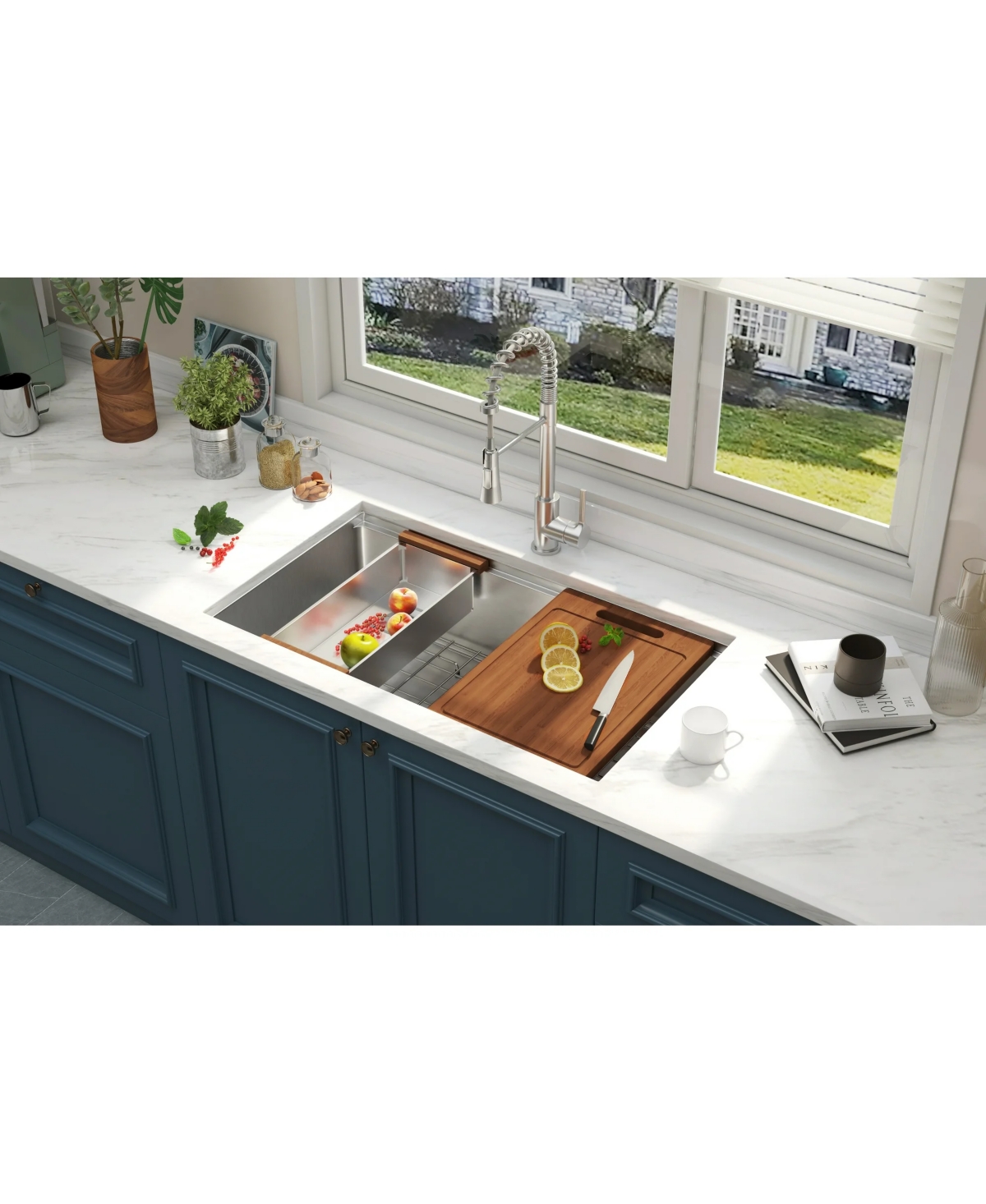 flynama 32x18inch Undermount Workstation Kitchen Sink Stainless Steel Single Bowl 18 Gauge