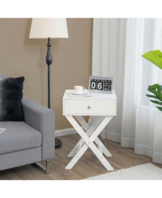 Modern X-Shaped Nightstand with Drawer for Living Room Bedroom