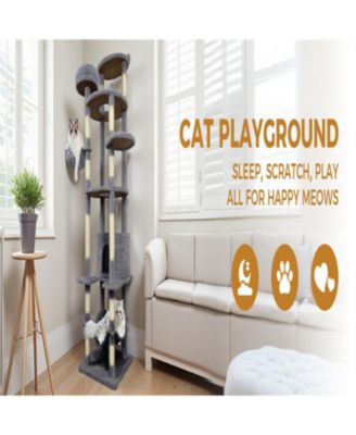 78.8'' Cat Tree with Wide Base, Large Condo,2 Sisal Scratching Post in Dark Gray