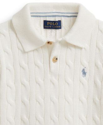 Boys' 2-7 Cable-Knit Cotton Polo Sweater