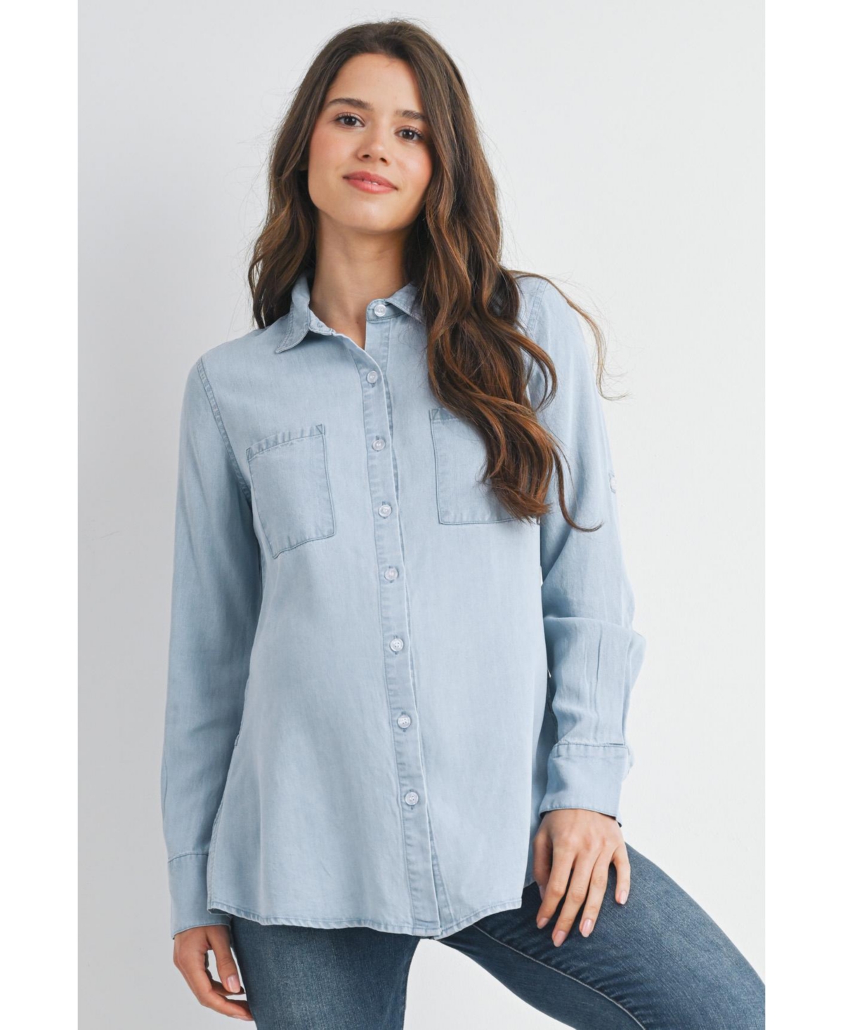 Hello Miz Maternity Button Down Long Sleeve Nursing Shirt