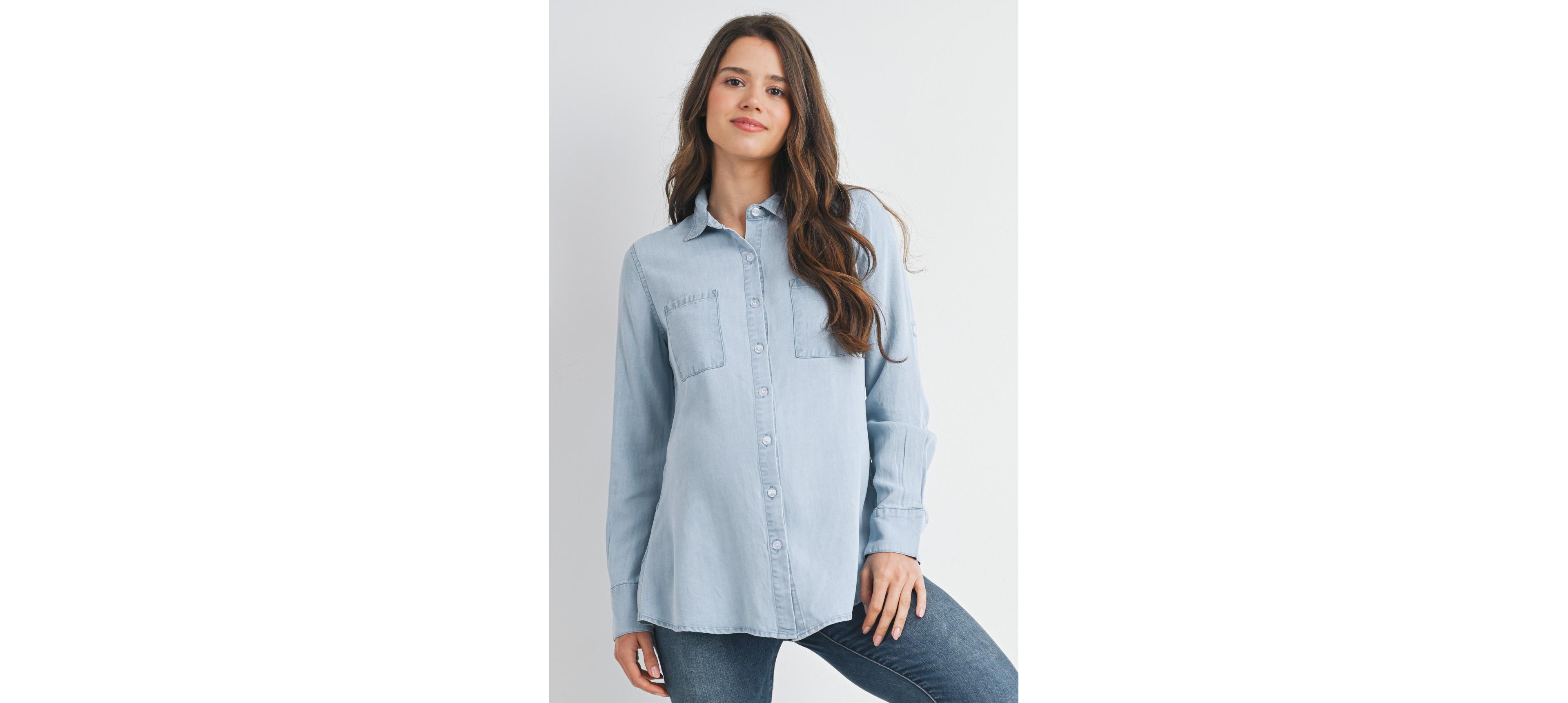 Hello Miz Maternity Button Down Long Sleeve Nursing Shirt