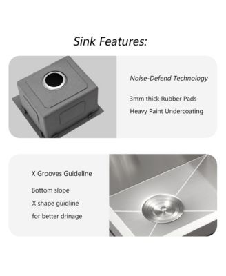 15x15x9inch Drop In Bar Sink Stainless Steel 16 Gauge Single Bowl Topmount Kitchen