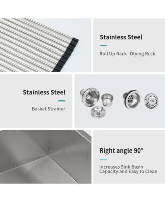 30inch Undermount Double Bowl Kitchen Sink 16G T304 Stainless Steel 50 and 50 Split 30x19x10inch 10inch Deep Sink with Full Accessories