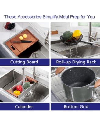 33x22inch Stainless Steel Workstation Sink Drop In Single Bowl 18 Gauge with Accessories