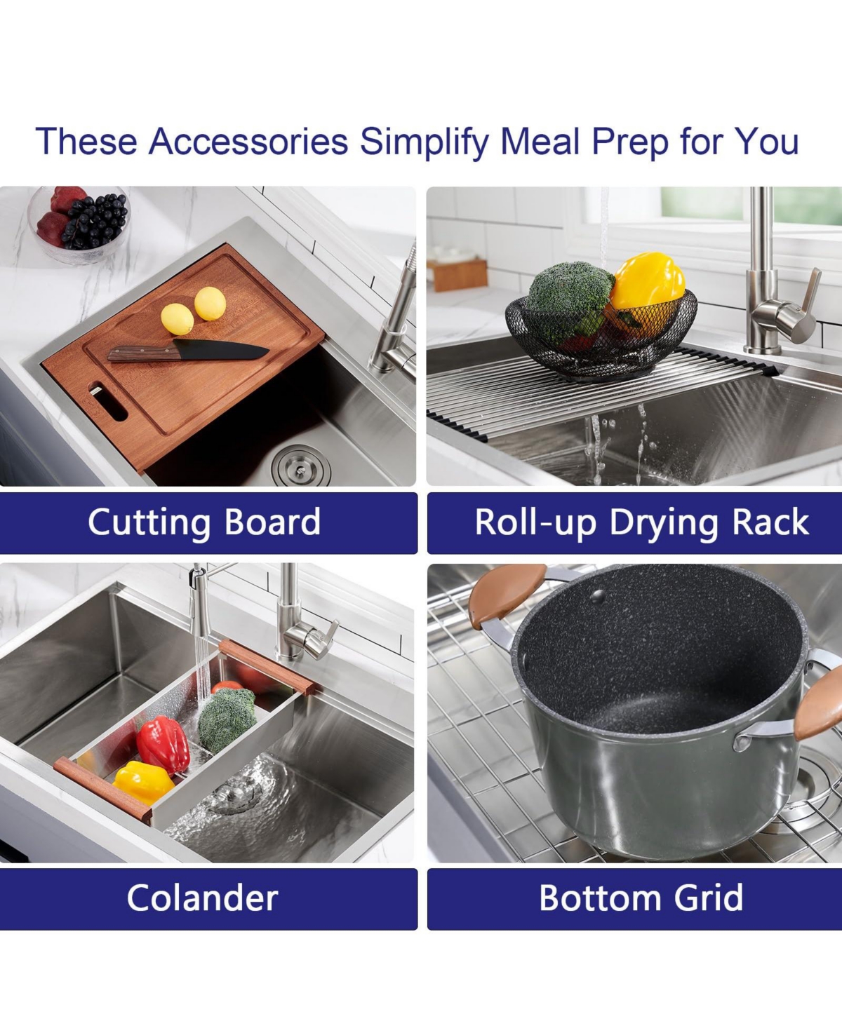 flynama 33x22inch Stainless Steel Workstation Sink Drop In Single Bowl 18 Gauge with Accessories