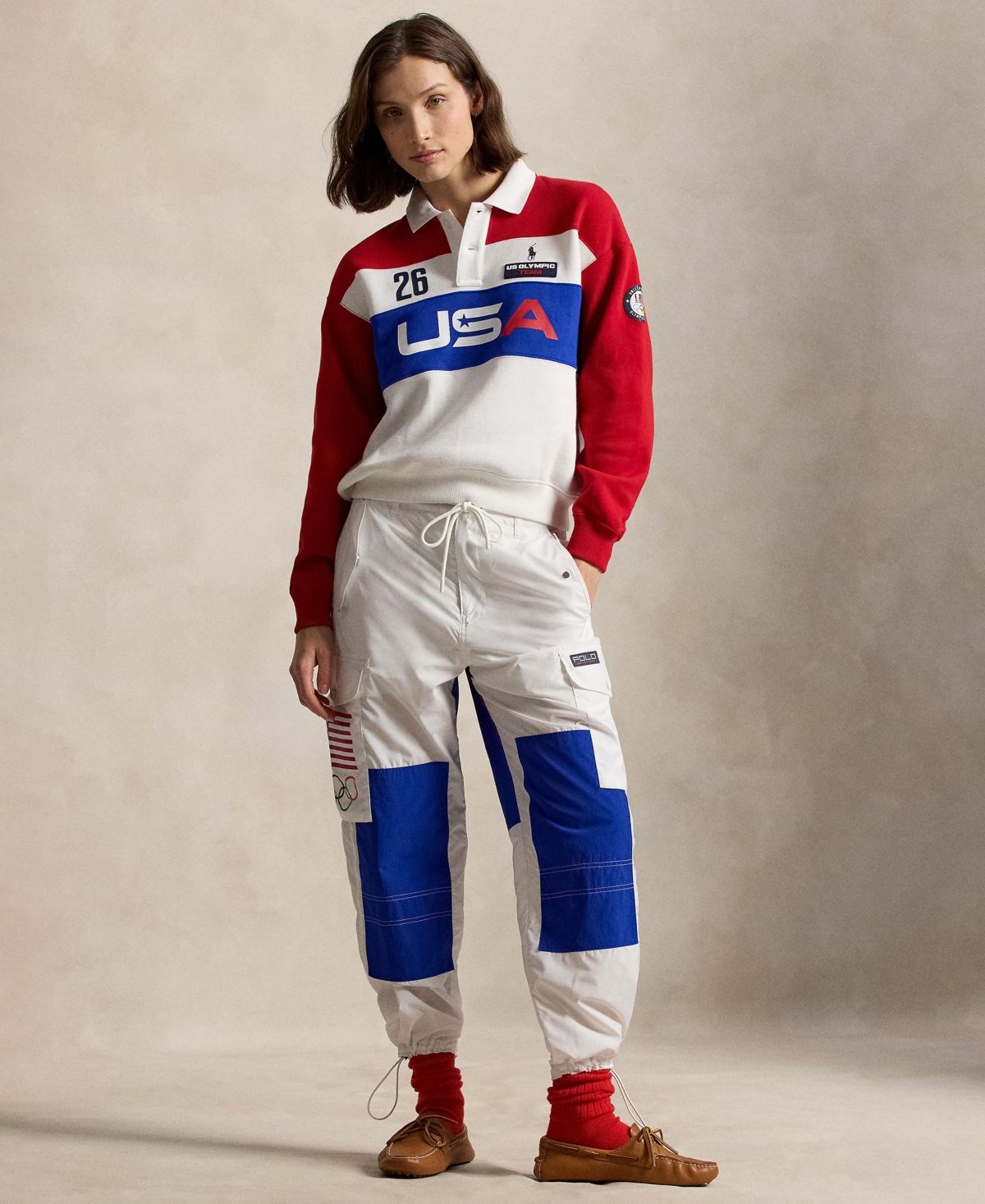 Polo Ralph Lauren Women's Team Usa Graphic Collar Long-Sleeve Knit Top