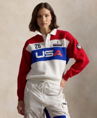 Women's Team USA Graphic Polo Collar Long-Sleeve Knit Top