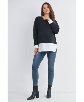 Maternity Casual Long Sleeve Layered Sweatshirt