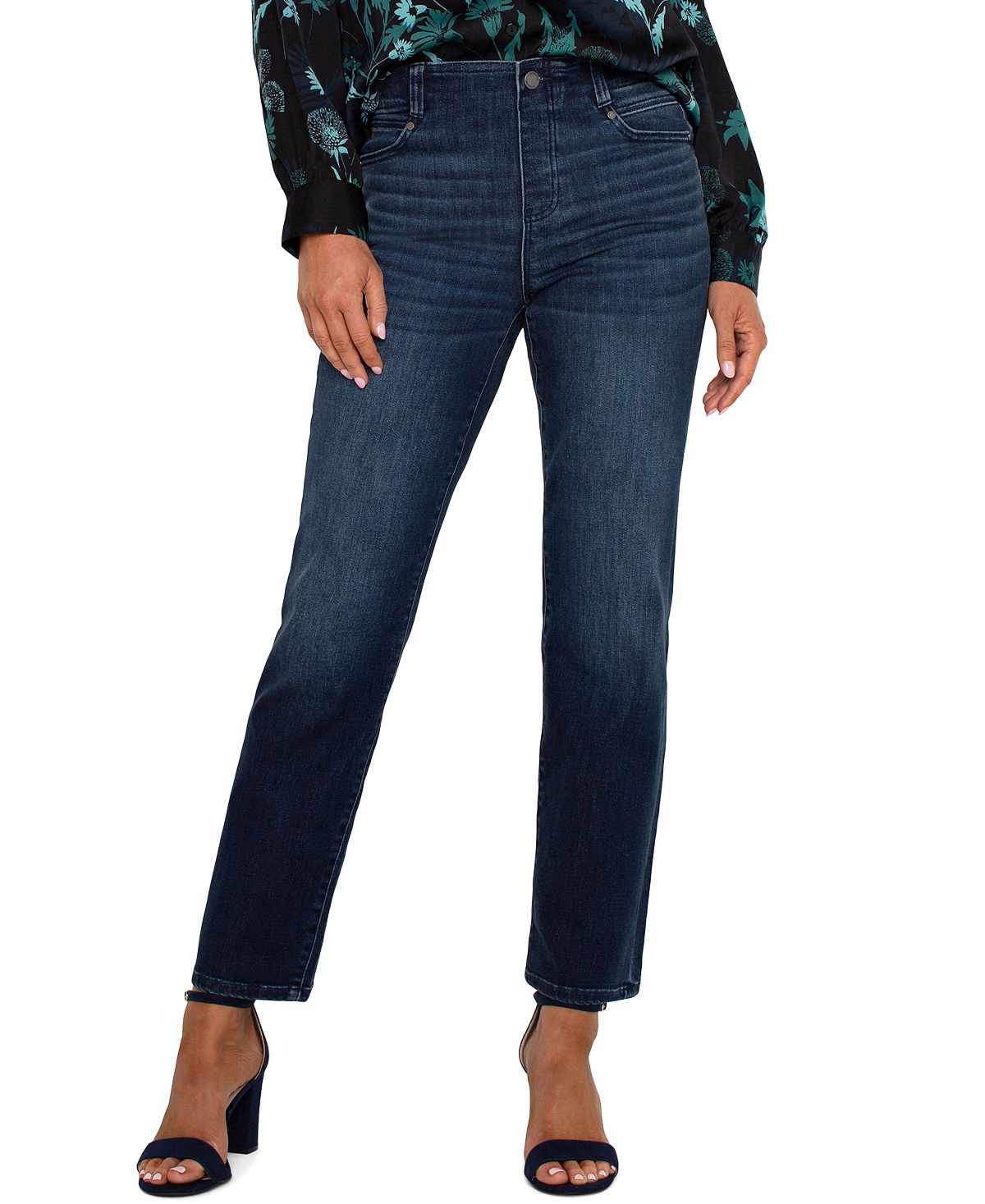 Liverpool Los Angeles Petite Mid-Rise Gia Straight Glider Jeans view 1 — MAYCSS fashion products