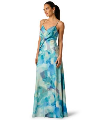 Women's Printed V-Neck Ball Gown