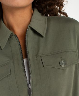 Petite Collared Zip-Front Jacket