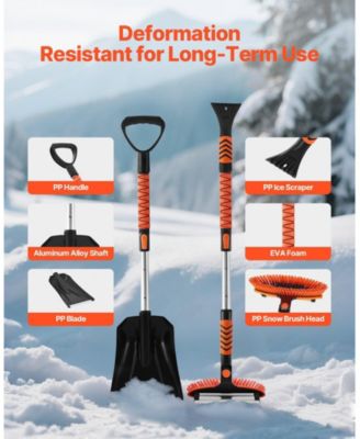 Snow Brush & Ice Scraper, 42" Extendable, 180° Pivoting Brush Head, Non-Slip Grip, For Cars/SUVs
