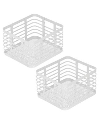 iDesign Metal Pantry Basket with Handles - Set of 2, Matte White