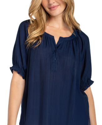 Women's Draped Short-Sleeve Blouse
