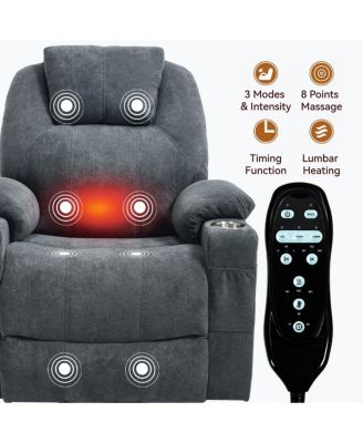 Power Lift Recliner Chair with Heat & Massage, USB & Type-C Ports, Heavy Duty Electric Recliner for Seniors