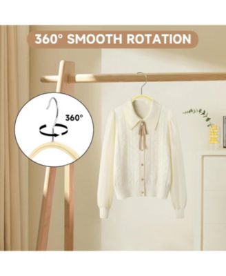Lightweight Clothes Hangers with Pants Bar, Slim Birch Wood Hangers for Suits, Coats, Trousers, Shirts, Sweaters, Dresses