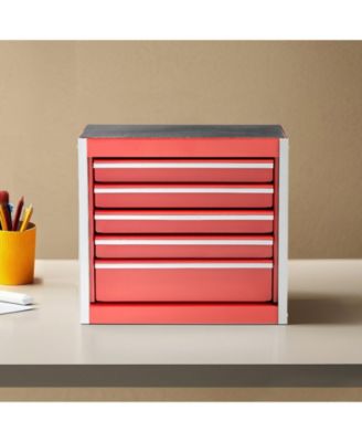 Metal Tool Box, 8.6", Portable 5-Drawer Tool Chest, EVA Liners, PP Feet, Ball-Bearing Slides, Powder-Coat