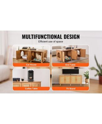 Wooden Cat Litter Box Enclosure for 2 Cats