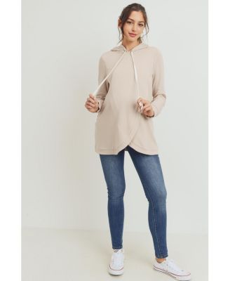 Maternity Crossover Drawstring Nursing Hoodie