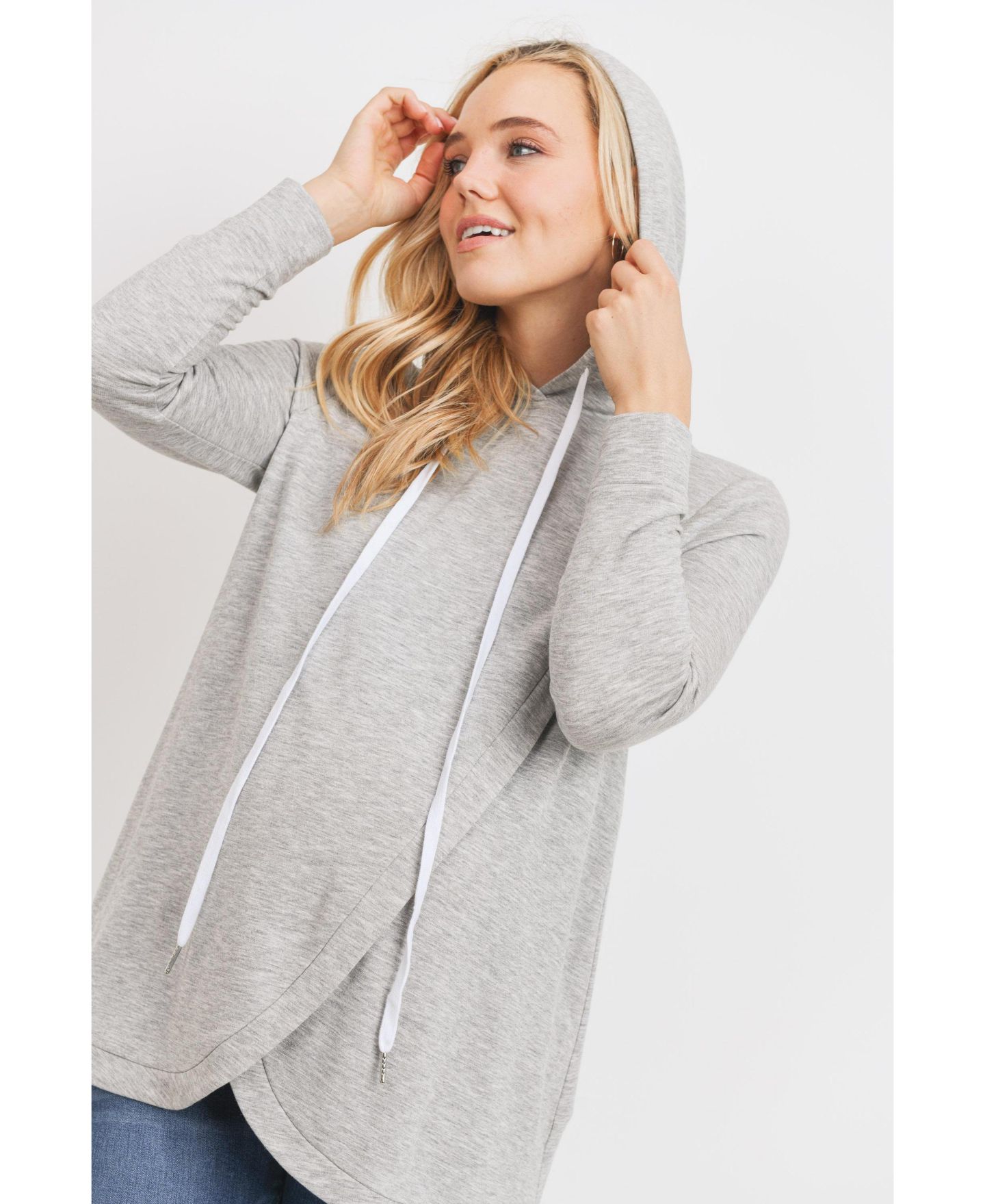 Женское худи Hello Miz Maternity Crossover Drawstring Nursing, цвет: Меланжевый серый — фото 6