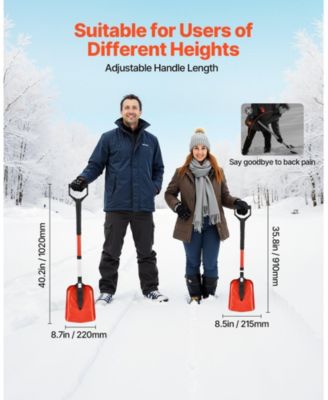 Foldable Snow Shovel, 9" Wide, Adjustable 36"-40", D-Handle, Lightweight Aluminum Alloy, Car/Camping