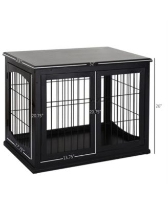 Small Dog Cage with 3 Metal Doors in Black