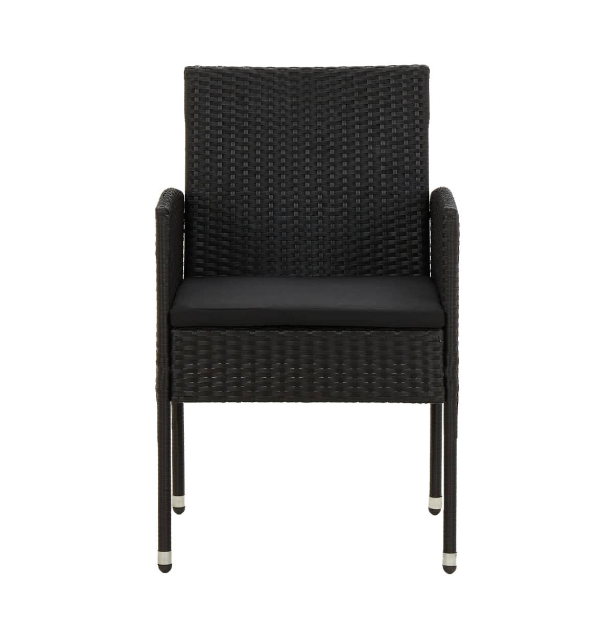 vidaXL Outdoor Dining Set Black Pe rattan, steel, solid acacia wood Small