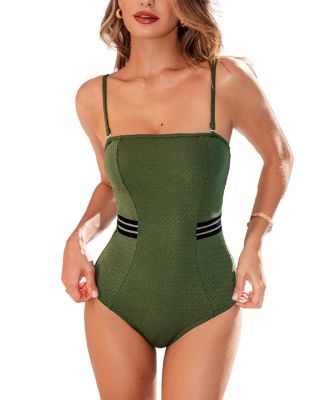 Women's On a Yacht Green One-Piece Swimsuit