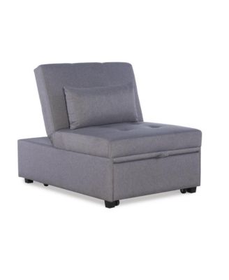 Twin Size Tufted Fabric & Wooden Legs Convertible Design Sofa Bed