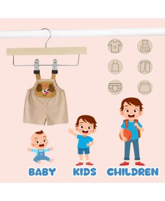 12-Pack Wooden Pants Hangers with Adjustable Clips