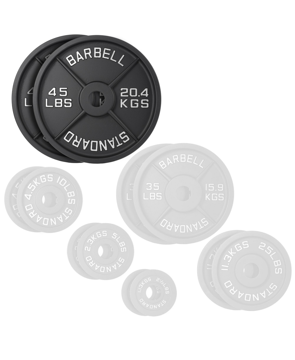 Philosophy Gym Set of 2 Standard Cast Iron Olympic 2-inch Weight Plates (45 Lb each)