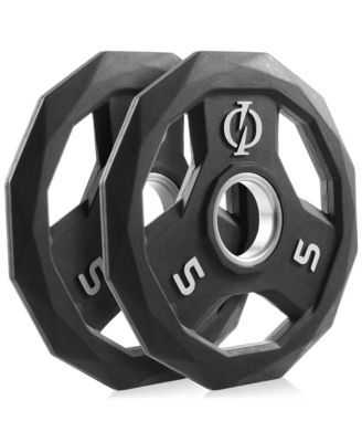 Set of 2 Rubber Coated 2-inch Olympic Grip Weight Plates (5 LB each) for Weightlifting