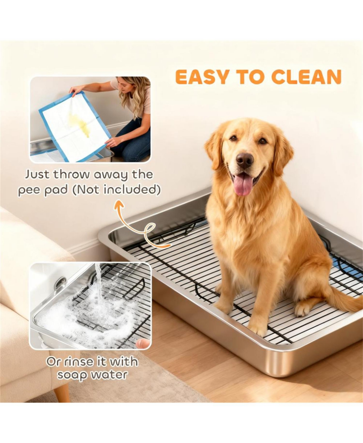 Aostirmotor 27.6 in. heavy-duty stainless steel Dog Potty Tray in Silver