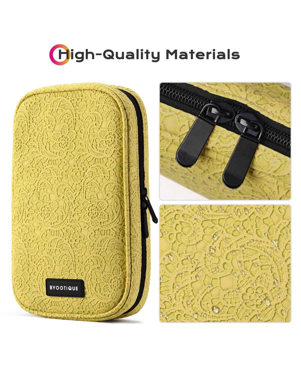 Byootique Travel Makeup Brush Holder Bag Cosmetic Brush Organizer Rococo Yellow