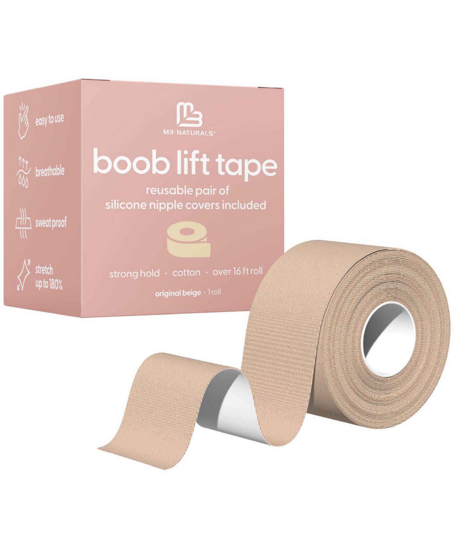Boob Lift Tape for Women Invisible Sweat Proof Stretchable Bra Tape for Strapless Dresses with Silicone Nipple Covers