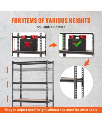 5-Tier Storage Shelving Unit, Adjustable, 2000-Lb Capacity, 35"L x 18"W x 71"H, Heavy-Duty Utility Rack