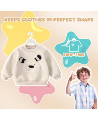 Kids Wooden Hangers with Pants Bar, Baby Solid Wood Clothes Hangers