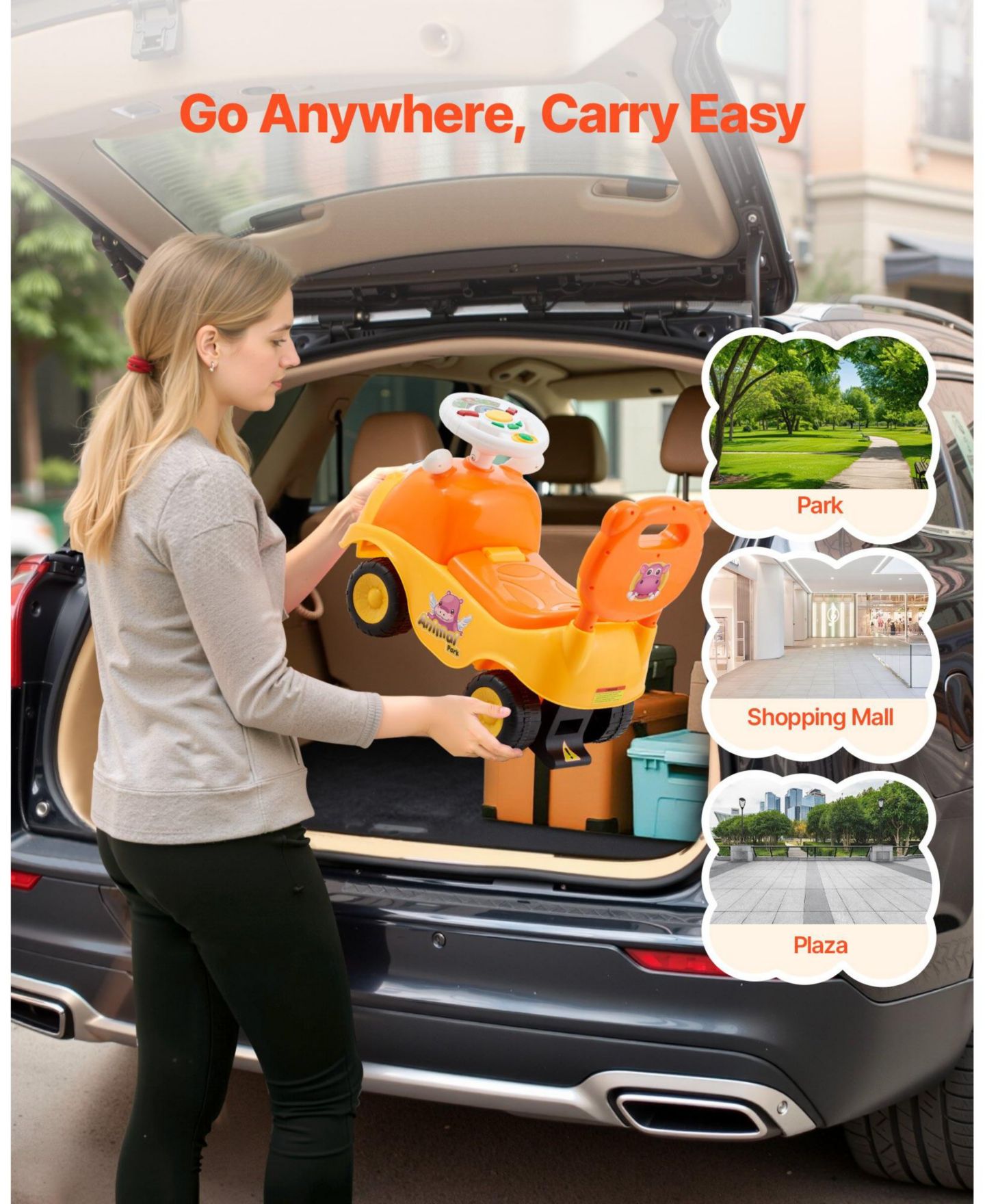 Детская игрушка Mecale Ride On Toddler Push Car with Horn, Music and Storage, Ages 19-36 Months, цвет: Жёлтый — фото 7