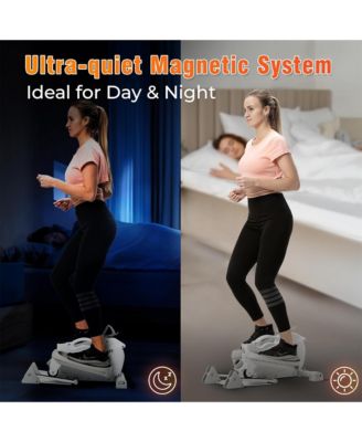 Mini Elliptical Machine with 3-Level Incline and LED Display, White