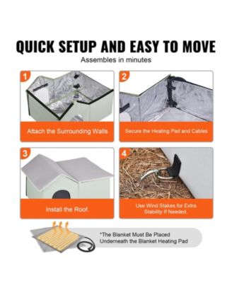 Large Heated Foldable Outdoor Cat Shelter, Green