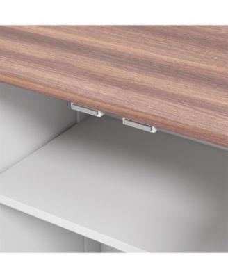 Dog Bowls Food Storage Cabinet with 2 Doors in White