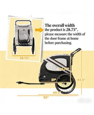 Dog Stroller Bicycle Carrier with 2 Wheels in Black