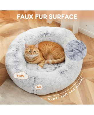 30 Inch Anti Slip Round Fluffy Faux Fur Cat Bed