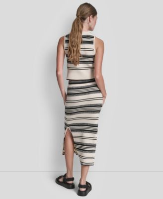 Women's Sleeveless Crew Neck Rib Sweater